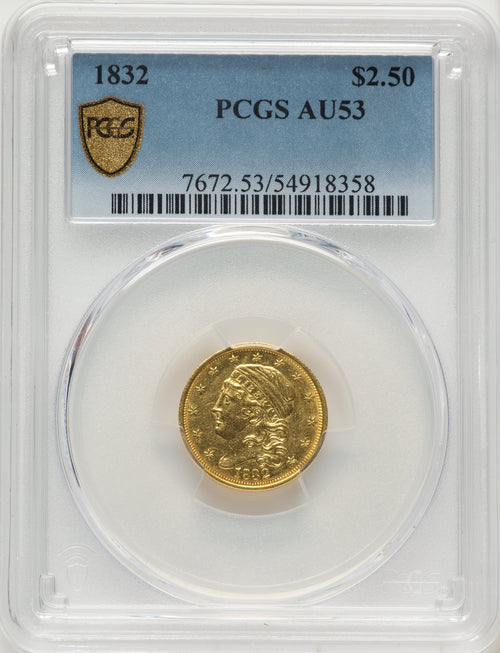 1832 $2.50 Early Quarter Eagle PCGS AU53