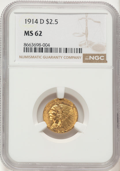 1914-D $2.50 Indian Quarter Eagle NGC MS62
