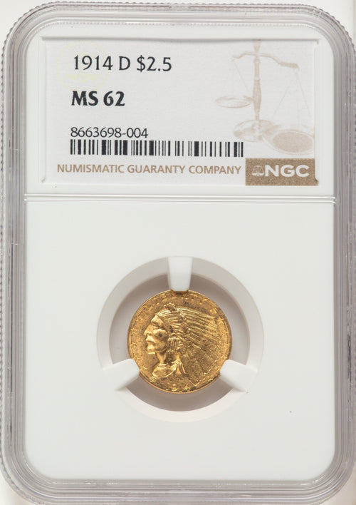 1914-D $2.50 Indian Quarter Eagle NGC MS62