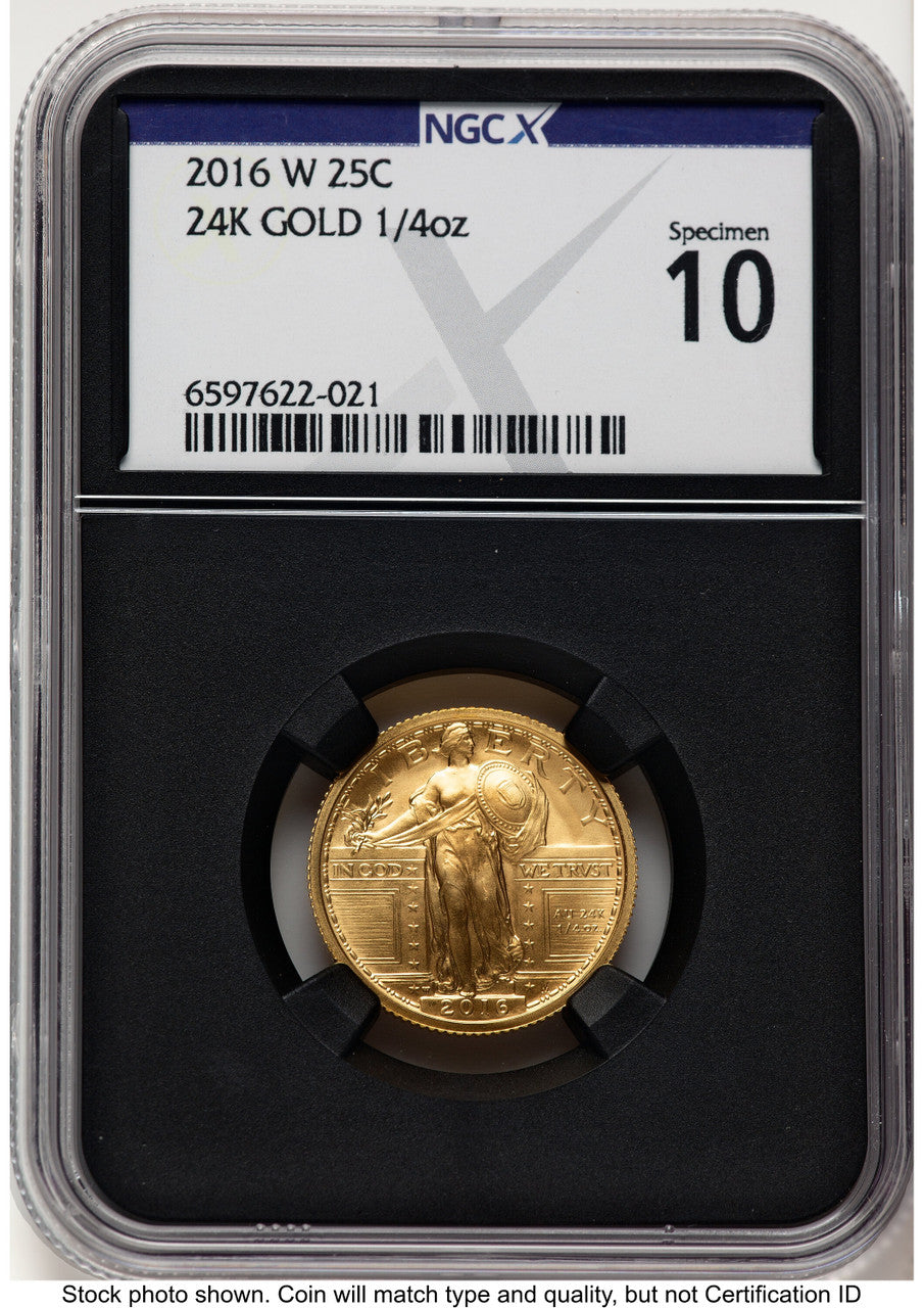 2016-W 25C Standing Liberty 100th Anniversary Gold Centennial X-Label NGCX MS10