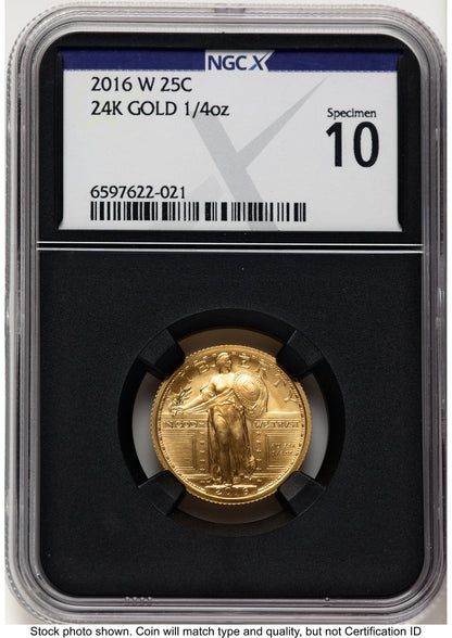 2016-W 25C Standing Liberty 100th Anniversary Gold Centennial X-Label NGCX MS10