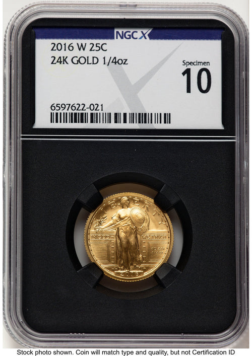 2016-W 25C Standing Liberty 100th Anniversary Gold Centennial X-Label NGCX MS10