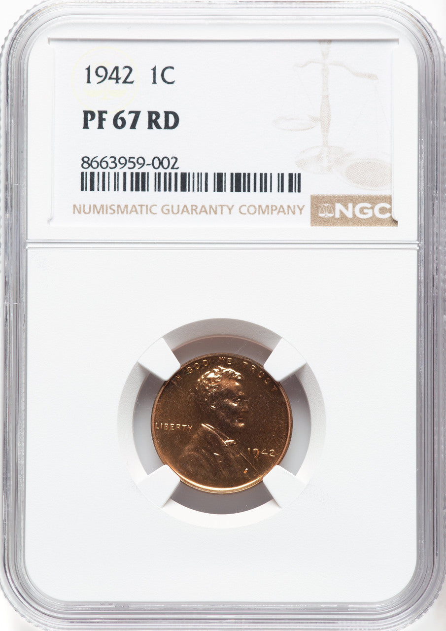 1942 1C RD Proof Lincoln Cent NGC PR67
