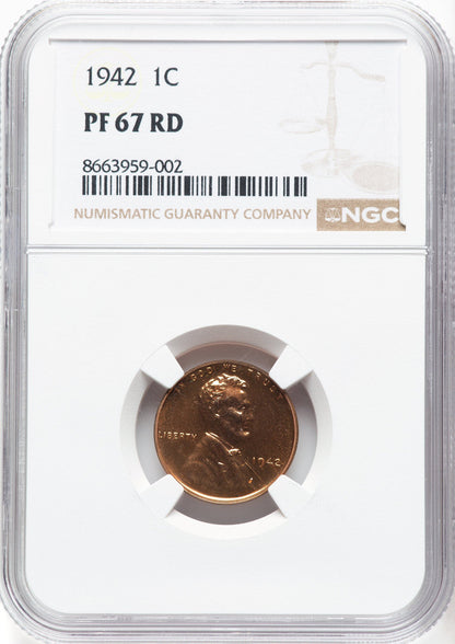 1942 1C RD Proof Lincoln Cent NGC PR67