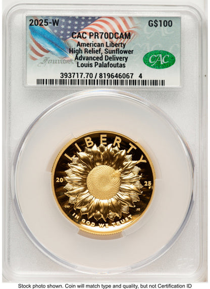 2025-W G$100 American Liberty High Relief Advanced Delivery Louis Palafoutas CACG PR70