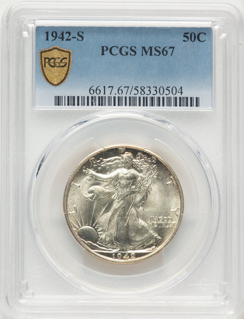1942-S 50C Walking Liberty Half Dollar PCGS MS67