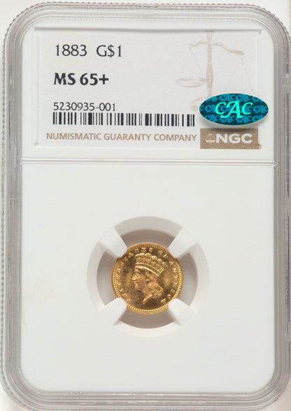 1883 G$1 CAC Gold Dollar NGC MS65+