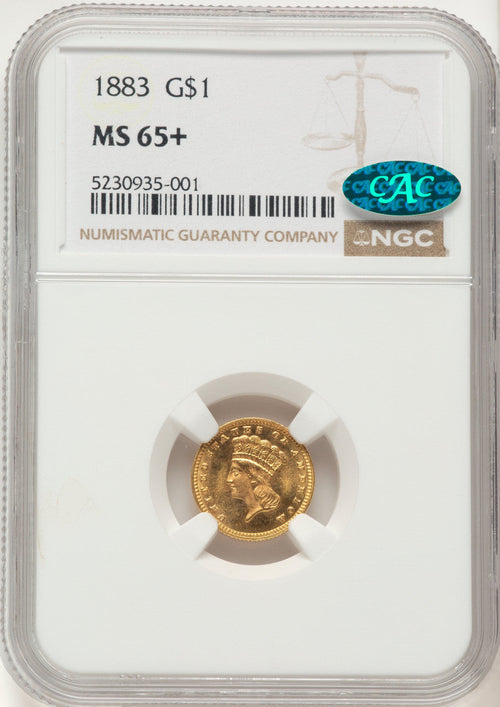1883 G$1 CAC Gold Dollar NGC MS65+
