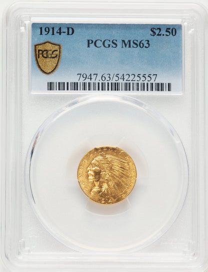1914-D $2.50 Indian Quarter Eagle PCGS MS63
