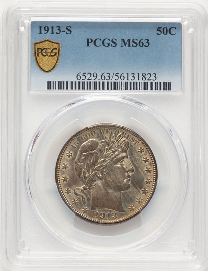 1913-S 50C Barber Half Dollar PCGS MS63