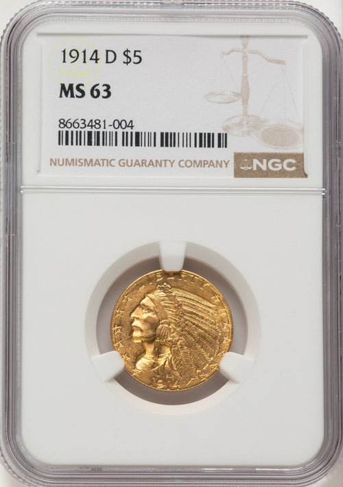 1914-D $5 Indian Half Eagle NGC MS63