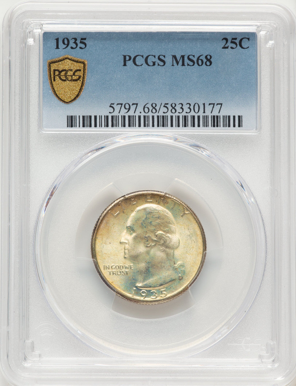 1935 25C Washington Quarter PCGS MS68