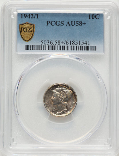 1942/1 10C Mercury Dime PCGS AU58+