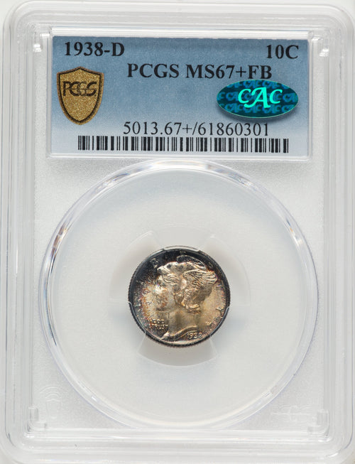 1938-D 10C FB CAC Mercury Dime PCGS MS67+