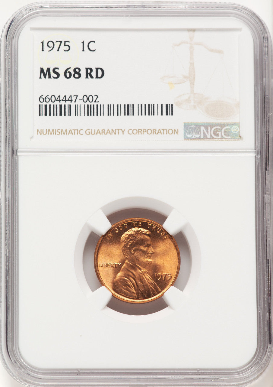 1975 1C RD Lincoln Cent NGC MS68