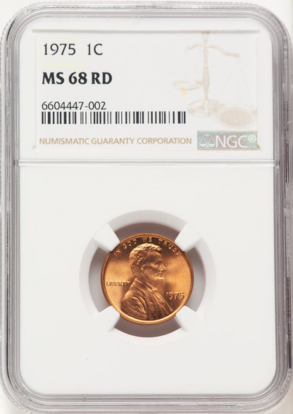 1975 1C RD Lincoln Cent NGC MS68