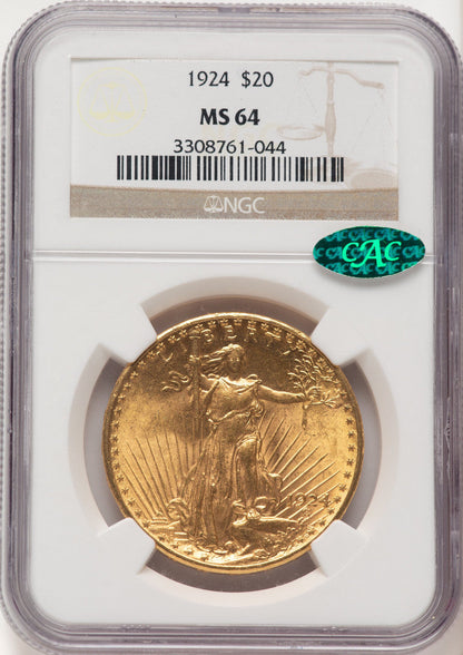 1924 $20 Saint CAC Saint-Gaudens Double Eagle NGC MS64