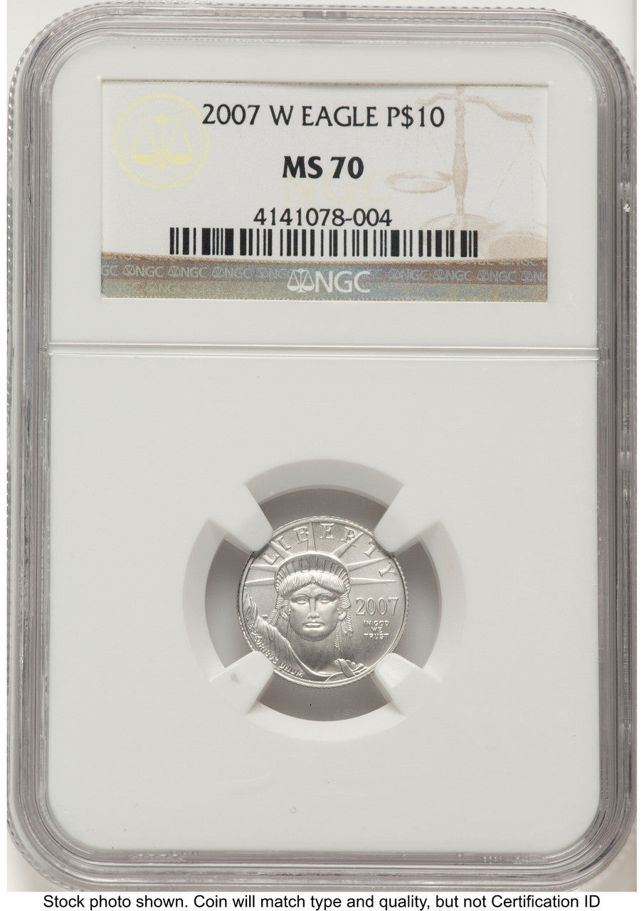 2007-W Burnished Platinum Eagle 1/10 oz Brown Label NGC MS70