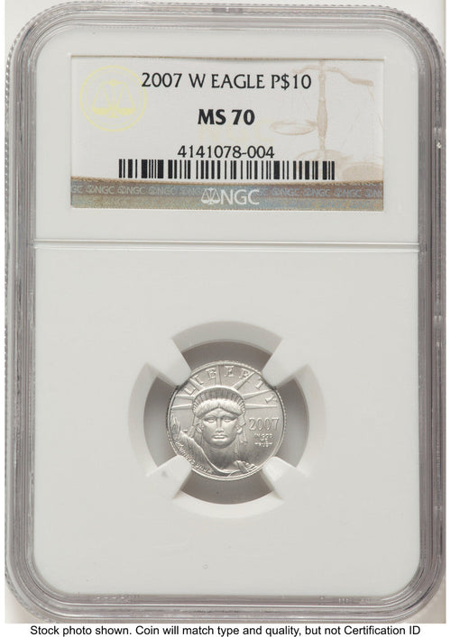 2007-W Burnished Platinum Eagle 1/10 oz Brown Label NGC MS70