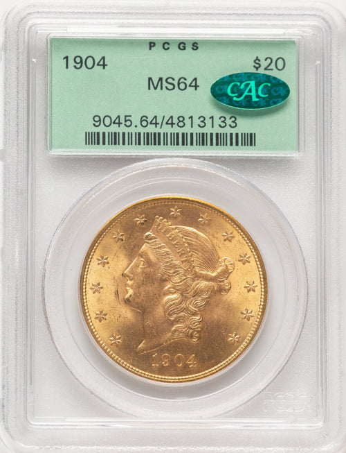 1904 $20 Liberty CAC Liberty Double Eagle PCGS MS64