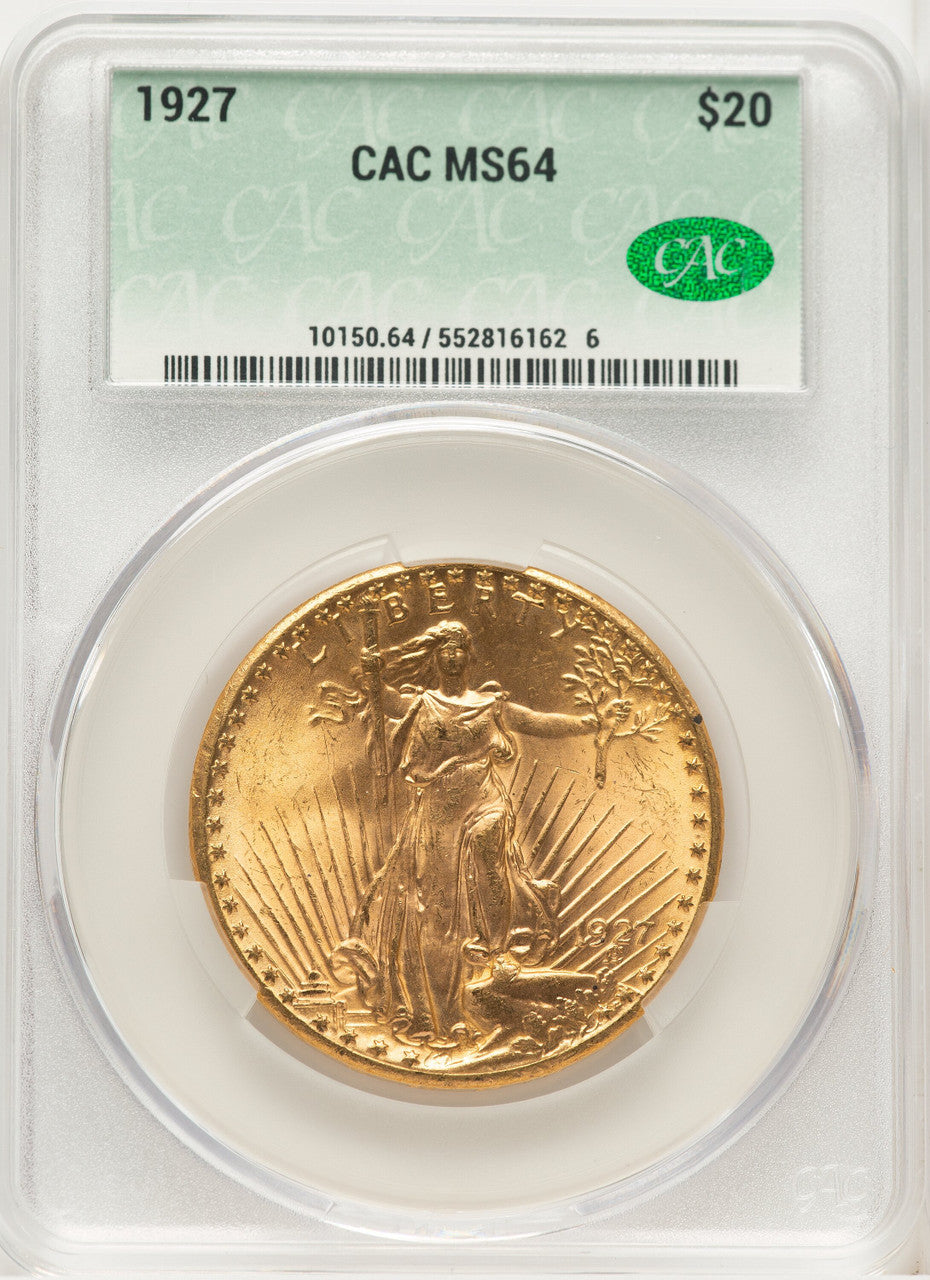 1927 $20 CAC Saint-Gaudens Double Eagle CACG MS64