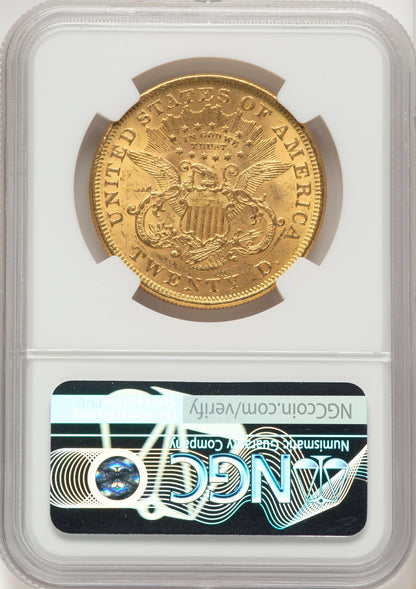 1873 $20 OPEN 3 Liberty Double Eagle NGC MS60