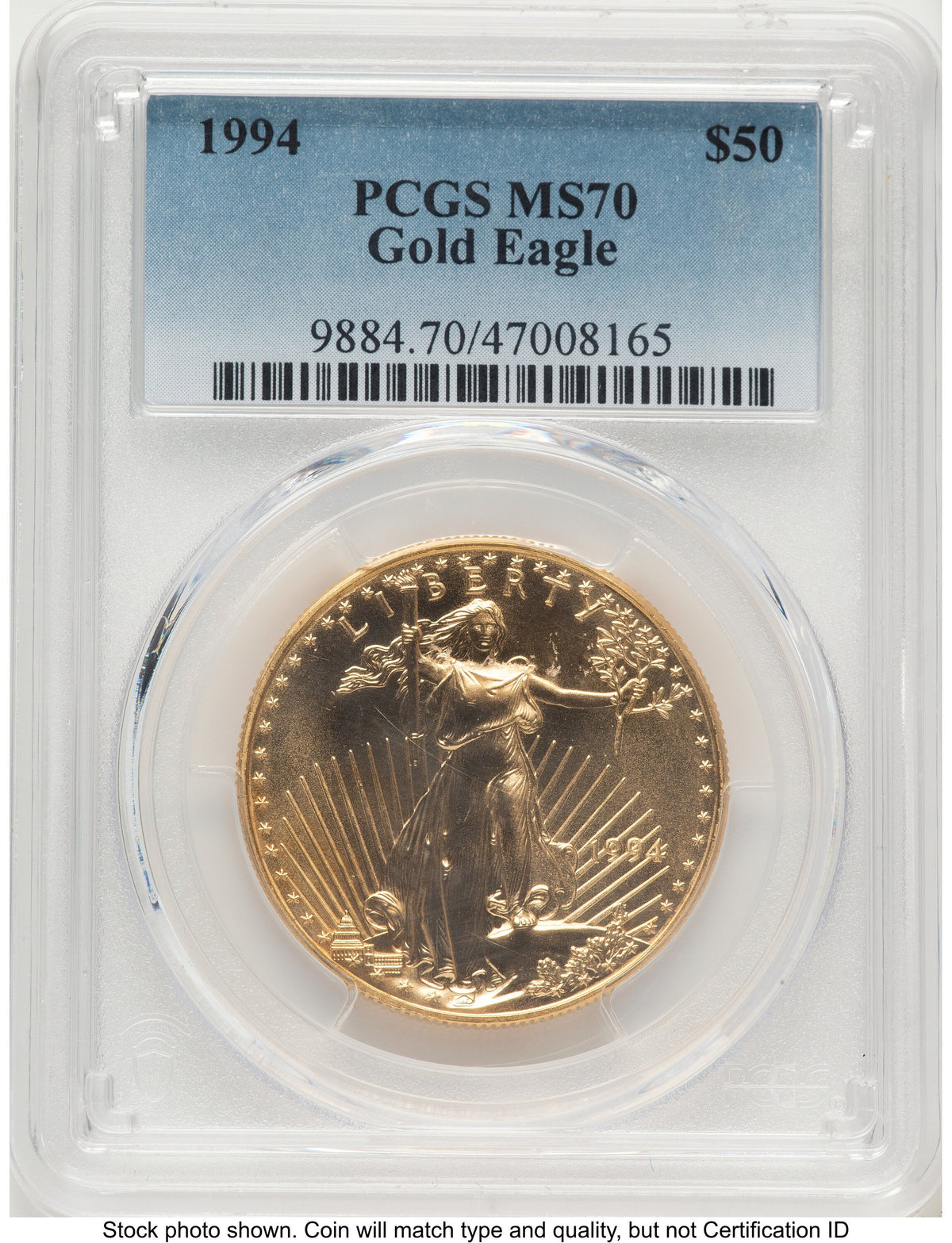 1994 Gold Eagle 1 oz Blue Gradient PCGS MS70