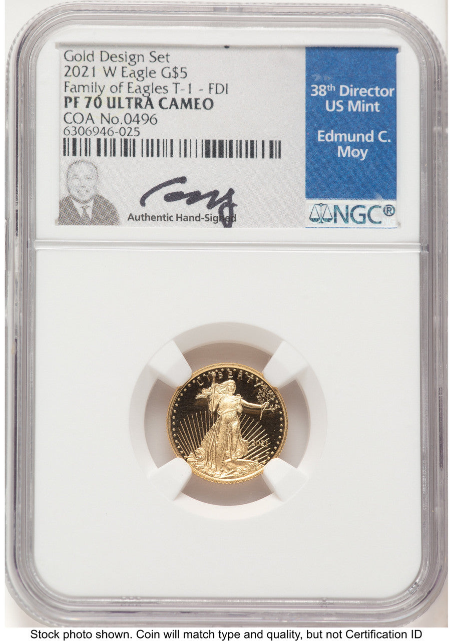 2021-W Type 1 Proof Gold Eagle 1/10 oz FDI NGC PF70 Ed Moy (782578047)