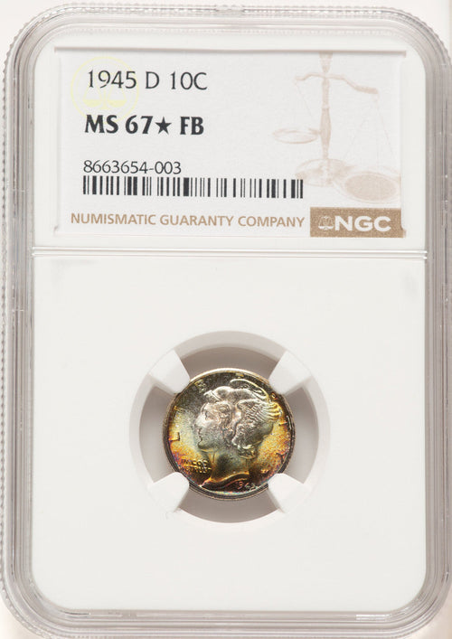1945-D 10C FB Mercury Dime NGC MS67