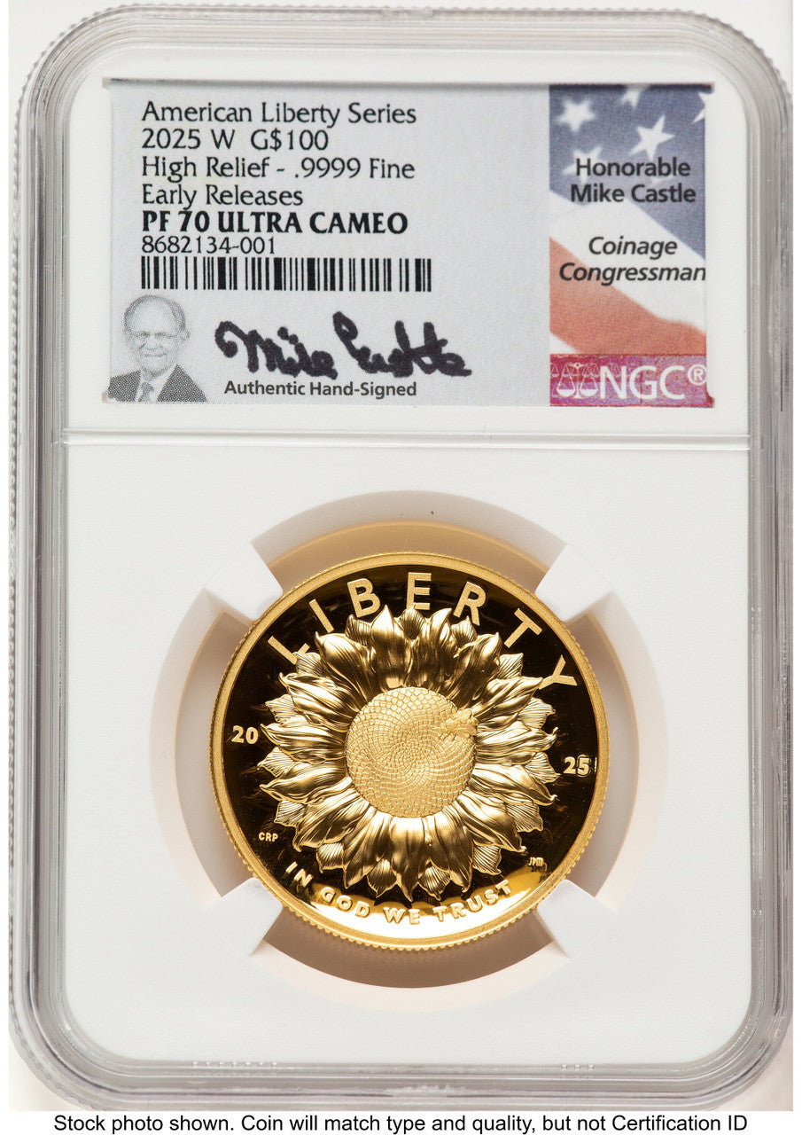 2025-W G$100 American Liberty High Relief ER Mike Castle NGC PF70 (782665043)