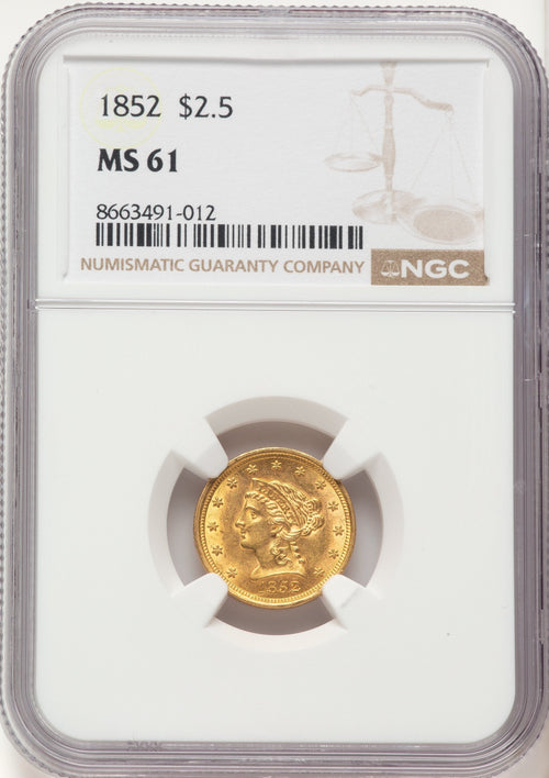 1852 $2.50 Liberty Quarter Eagle NGC MS61