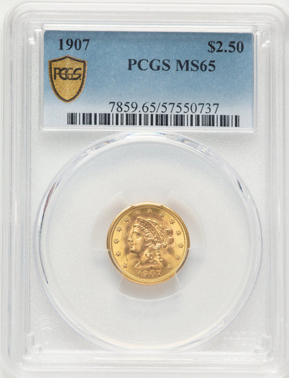 1907 $2.50 Liberty Quarter Eagle PCGS MS65