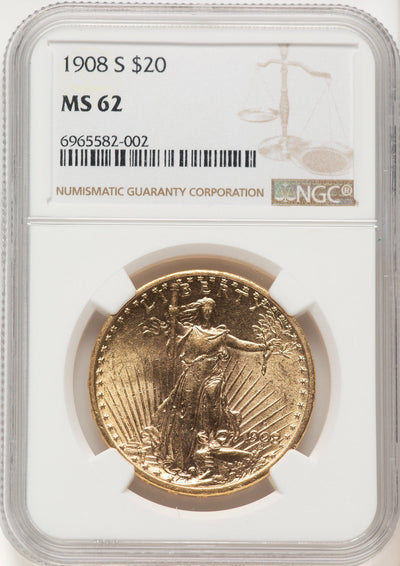 1908-S $20 Saint-Gaudens Double Eagle NGC MS62