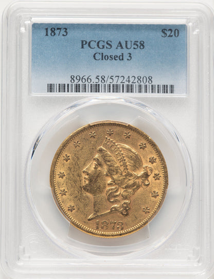1873 $20 CLOSED 3 Liberty Double Eagle PCGS AU58 (782878006)