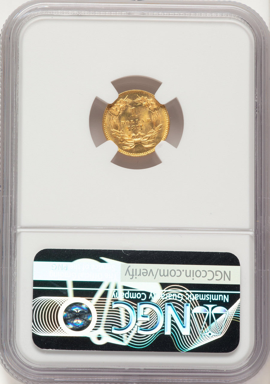 1874 G$1 Gold Dollar NGC MS63