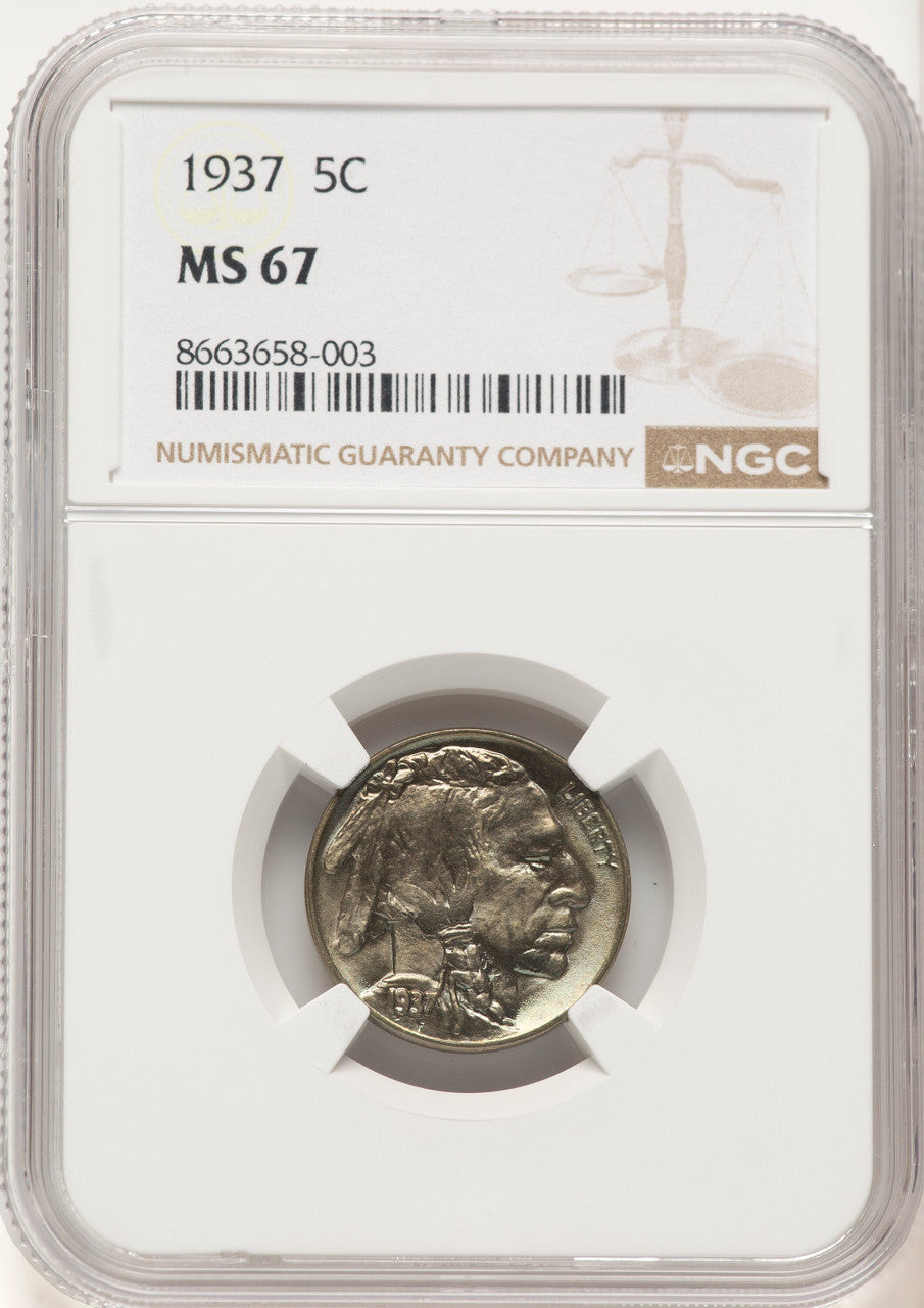 1937 5C Buffalo Nickel NGC MS67