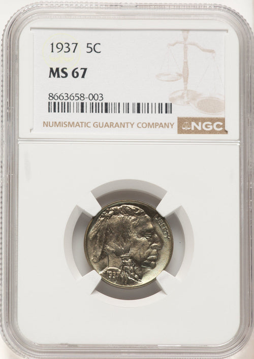 1937 5C Buffalo Nickel NGC MS67