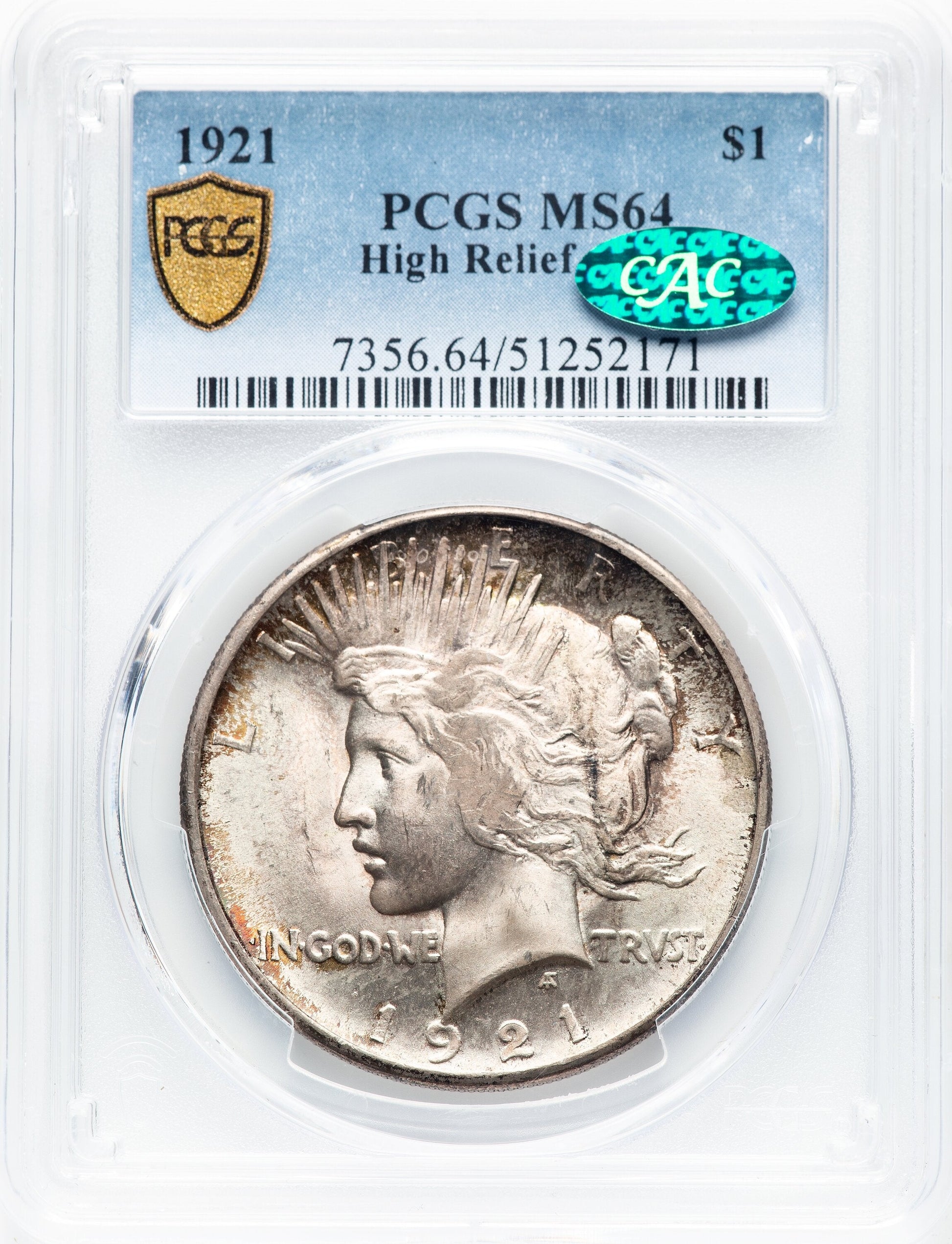 1921 Peace CAC Peace Dollar PCGS MS64
