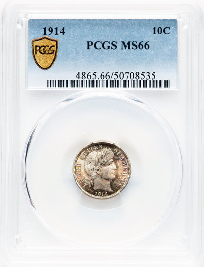 1914 10C Barber Dime PCGS MS66