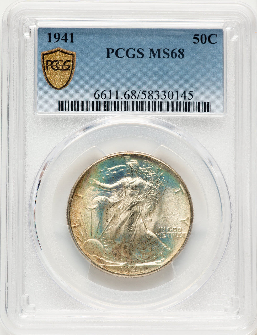 1941 50C Walking Liberty Half Dollar PCGS MS68