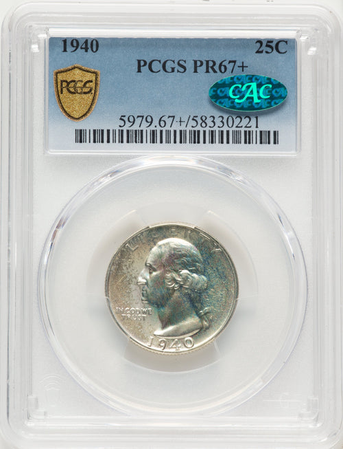 1940 25C CAC Proof Washington Quarter PCGS PR67+