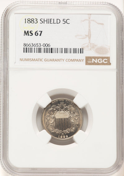 1883 5C Shield Shield Nickel NGC MS67