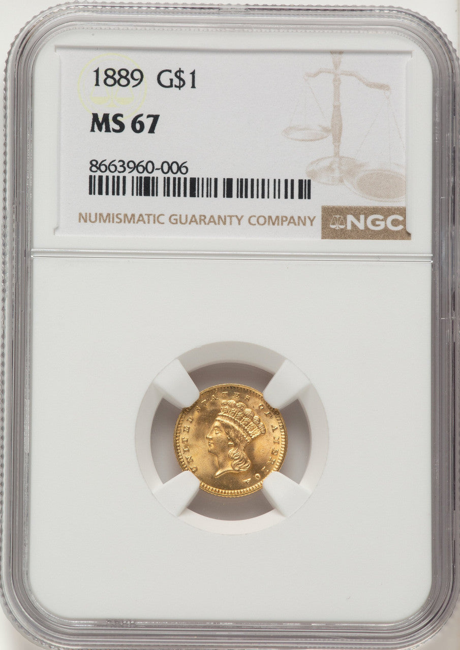 1889 G$1 Gold Dollar NGC MS67