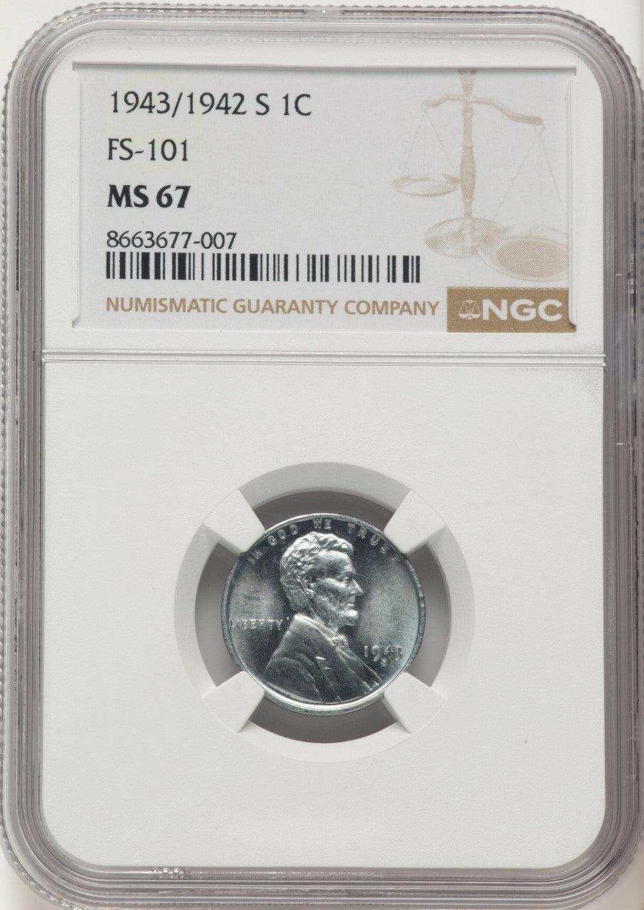 1943/2-S 1C Doubled Die Obverse FS-101 Lincoln Cent NGC MS67