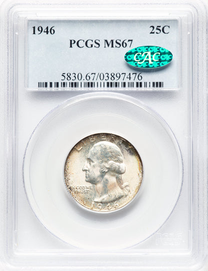 1946 25C CAC Washington Quarter PCGS MS67
