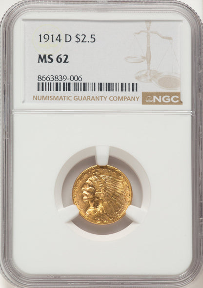 1914-D $2.50 Indian Quarter Eagle NGC MS62