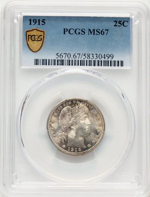 1915 25C Barber Quarter PCGS MS67