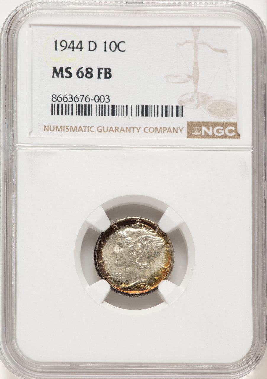 1944-D 10C FB Mercury Dime NGC MS68
