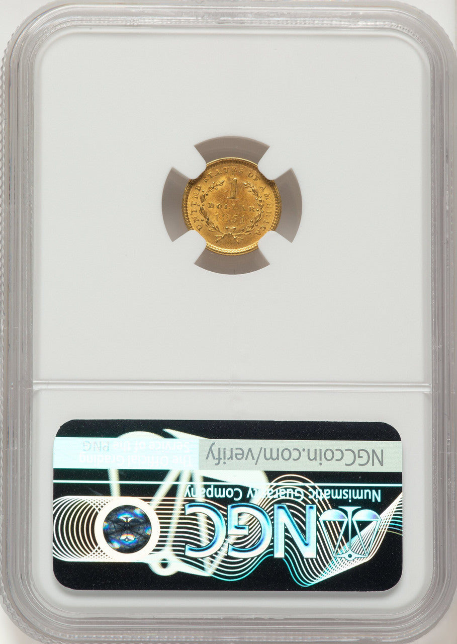 1851 G$1 Gold Dollar NGC MS63