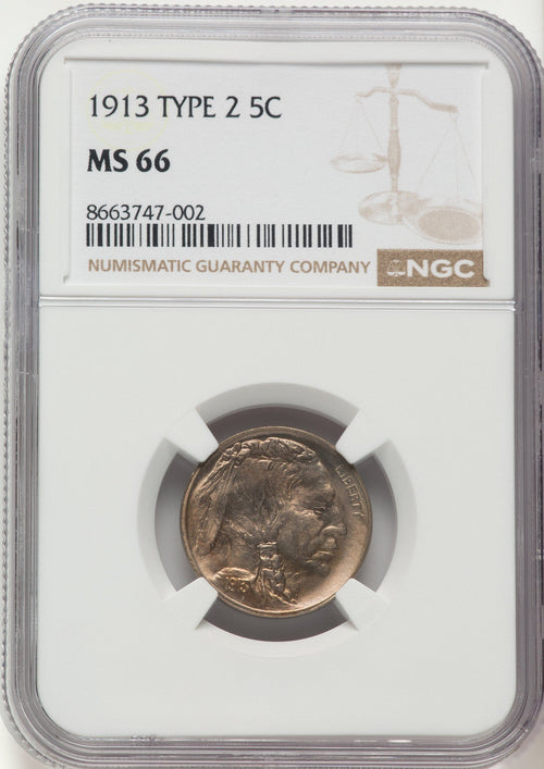 1913 Type Two Buffalo Nickel NGC MS66